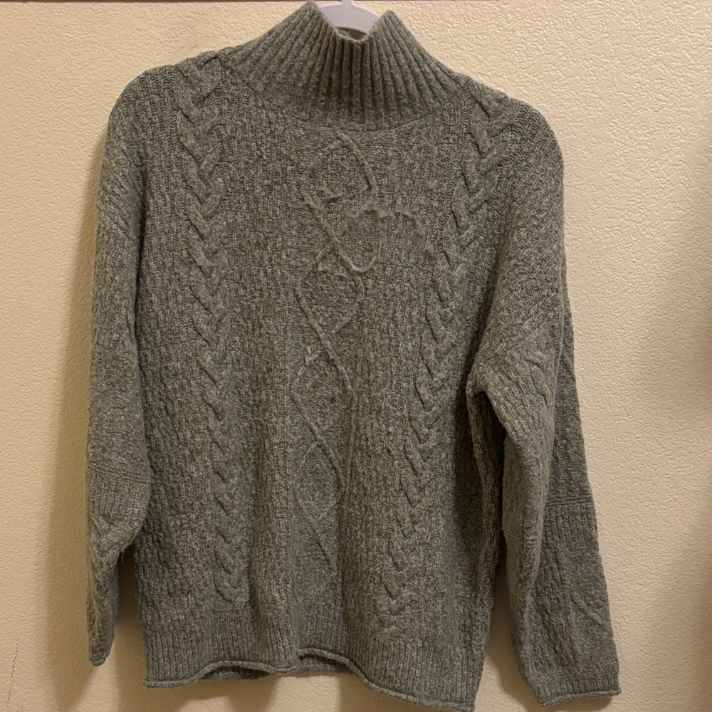 Universal Thread Cable Knit Turtle Neck Sweater - Sage Green
